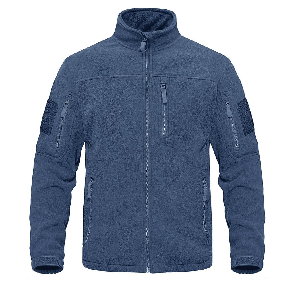 Dark Blue Warm Multi-Pockets Outdoor Tactical Fleece Jacket Soft Unique Style Jacket Work Coats Men's Windbreaker Jacket Sport Hiking Coat For Winter And Autumn Stevvex