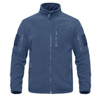 Dark Blue Warm Multi-Pockets Outdoor Tactical Fleece Jacket Soft Unique Style Jacket Work Coats Men's Windbreaker Jacket Sport Hiking Coat For Winter And Autumn Stevvex
