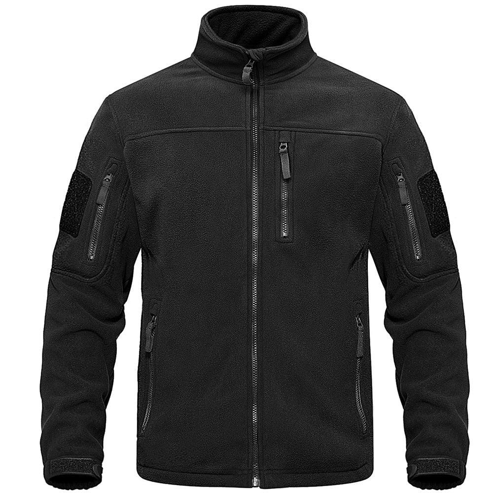 Dark Blue Warm Multi-Pockets Outdoor Tactical Fleece Jacket Soft Unique Style Jacket Work Coats Men's Windbreaker Jacket Sport Hiking Coat For Winter And Autumn Stevvex