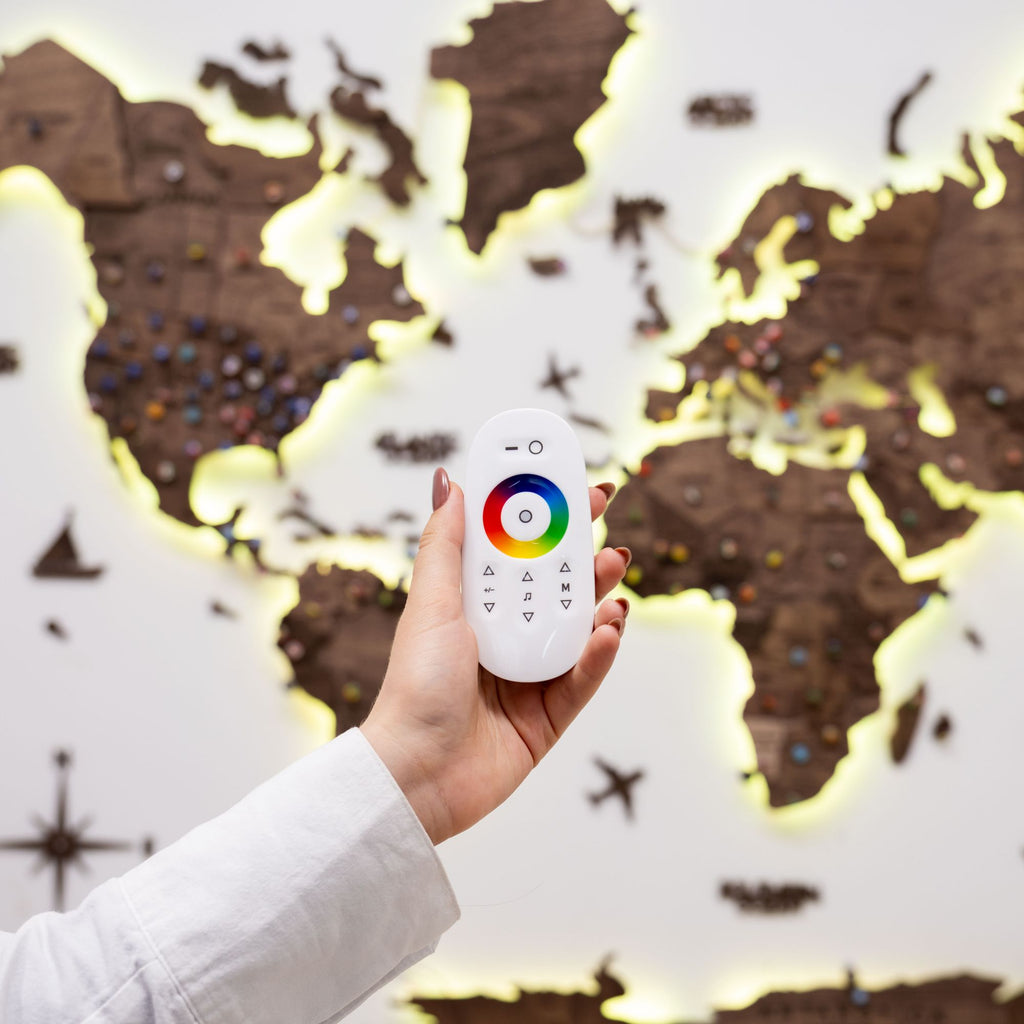 3D LED Wooden World Map 3.0 Dark Walnut - SJB-DIAMOND ELITES