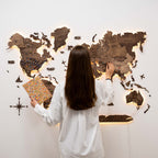 3D LED Wooden World Map 3.0 Dark Walnut - SJB-DIAMOND ELITES