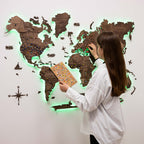 3D LED Wooden World Map 3.0 Dark Walnut - SJB-DIAMOND ELITES