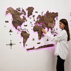 3D LED Wooden World Map 3.0 Dark Walnut - SJB-DIAMOND ELITES