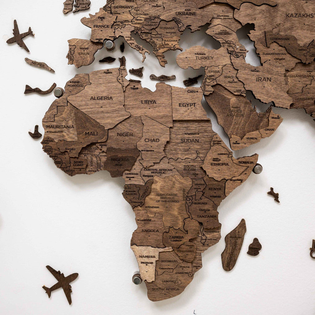 3D LED Wooden World Map 3.0 Dark Walnut - SJB-DIAMOND ELITES