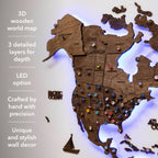 3D LED Wooden World Map 3.0 Dark Walnut - SJB-DIAMOND ELITES
