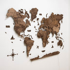 3D LED Wooden World Map 3.0 Dark Walnut - SJB-DIAMOND ELITES