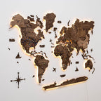 3D LED Wooden World Map 3.0 Dark Walnut - SJB-DIAMOND ELITES