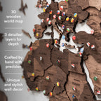 3D Wooden World Map Dark Walnut Enjoy The Wood