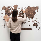 3D Wooden World Map Dark Walnut Enjoy The Wood
