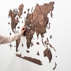 3D Wooden World Map Dark Walnut Enjoy The Wood