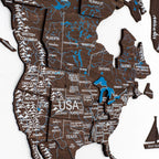 3D Wooden World Map Dark Walnut Enjoy The Wood