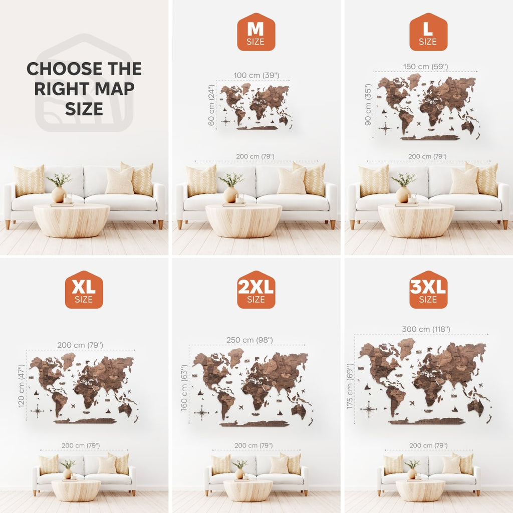 3D Wooden World Map Dark Walnut Enjoy The Wood
