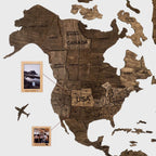 3D Wooden World Map Dark Walnut (for US only) - SJB-DIAMOND ELITES