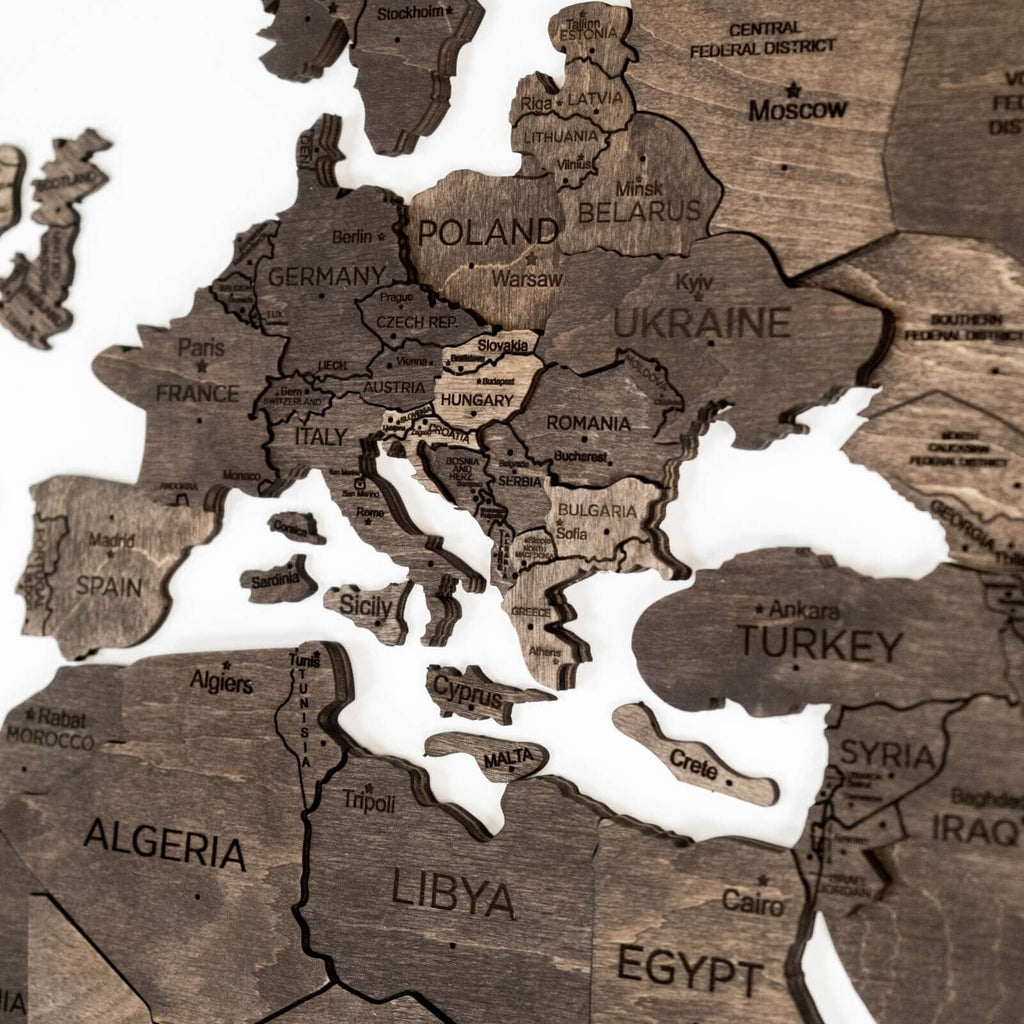 3D Wooden World Map Dark Walnut (for US only) - SJB-DIAMOND ELITES