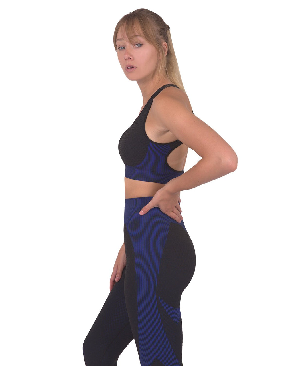 Trois Seamless Sports Bra - Black with Navy - SJB-DIAMOND ELITES