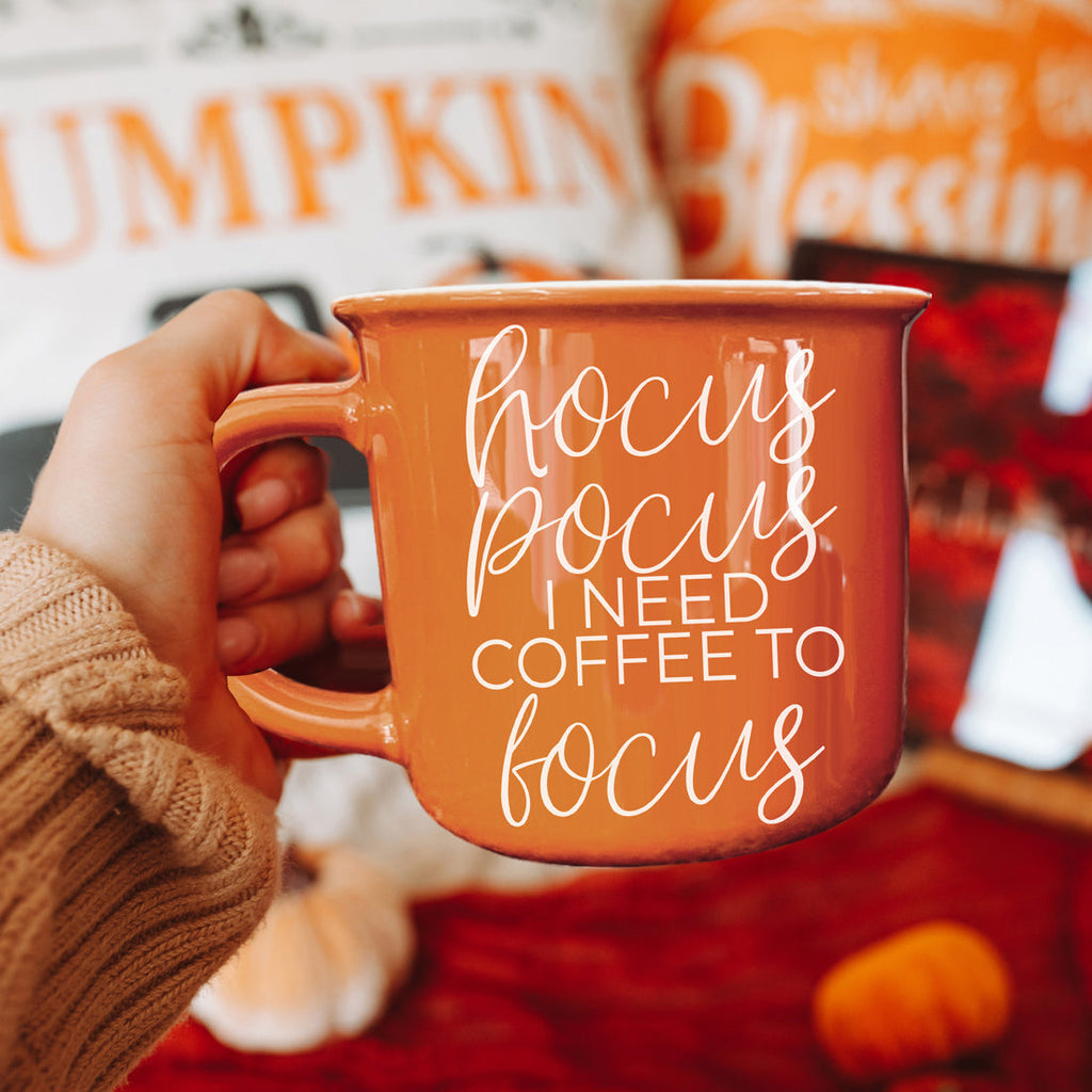 Hocus Pocus Coffee Mug 14.5oz Orange Ceramic Halloween Witch Gift BandsCo Straps