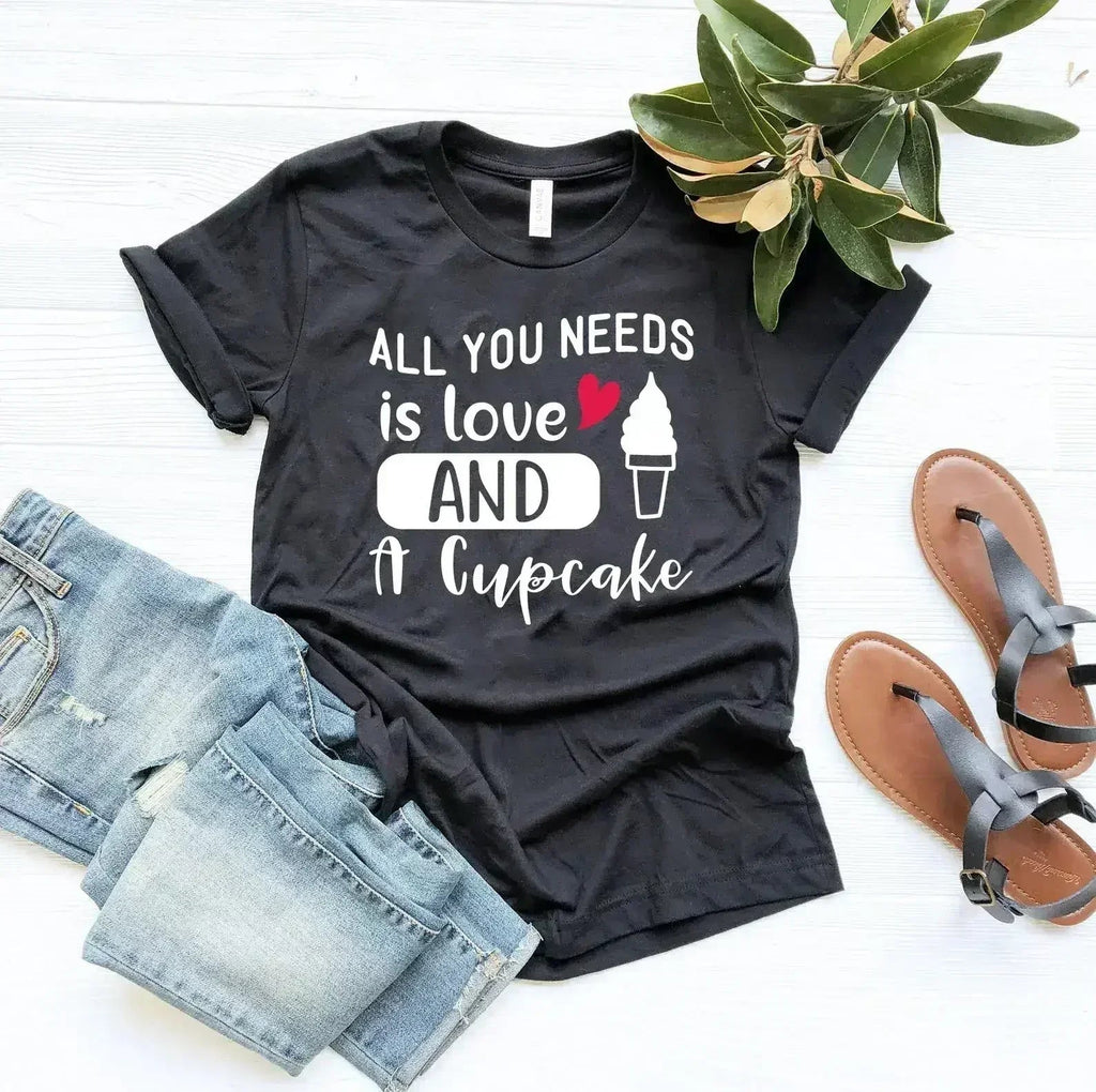 All You Need Is Love And Cupcake T-Shirt – Soft Cotton Tee - SJB-DIAMOND ELITES