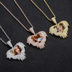 LoveShell™ – Custom Clamshell Heart Photo Pendant | Iced Out Zircon