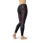 Womens Oriental Black Wolf Leggings - SJB-DIAMOND ELITES