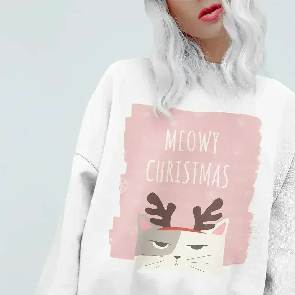 Meowy Christmas Sweatshirt - Festive Cat Loungewear | Femstylo - SJB-DIAMOND ELITES