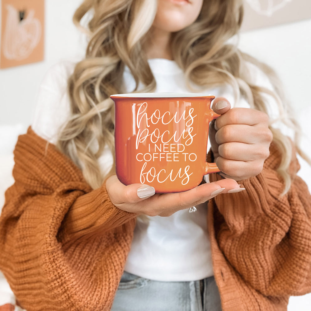 Hocus Pocus Coffee Mug 14.5oz Orange Ceramic Halloween Witch Gift BandsCo Straps