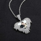 LoveShell™ – Custom Clamshell Heart Photo Pendant | Iced Out Zircon