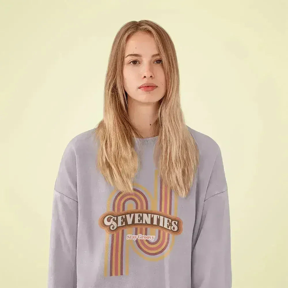 70's Retro Sweatshirt - Vintage Loose Fit Crewneck | Femstylo - SJB-DIAMOND ELITES