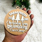 Farm Fresh Wooden Christmas Tree Ornament - Vintage Farmhouse Rustic Tree Trio BandsCo Straps
