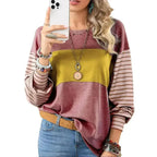 Womens Long Sleeve Pullover Tops Striped Basice T-shirt - SJB-DIAMOND ELITES