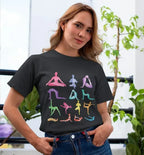 Yoga Poses Print Jersey Short Sleeve Tee Femstylo