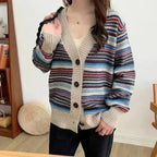 Striped Button Cardigan - Polyester Regular Fit | Femstylo - SJB-DIAMOND ELITES