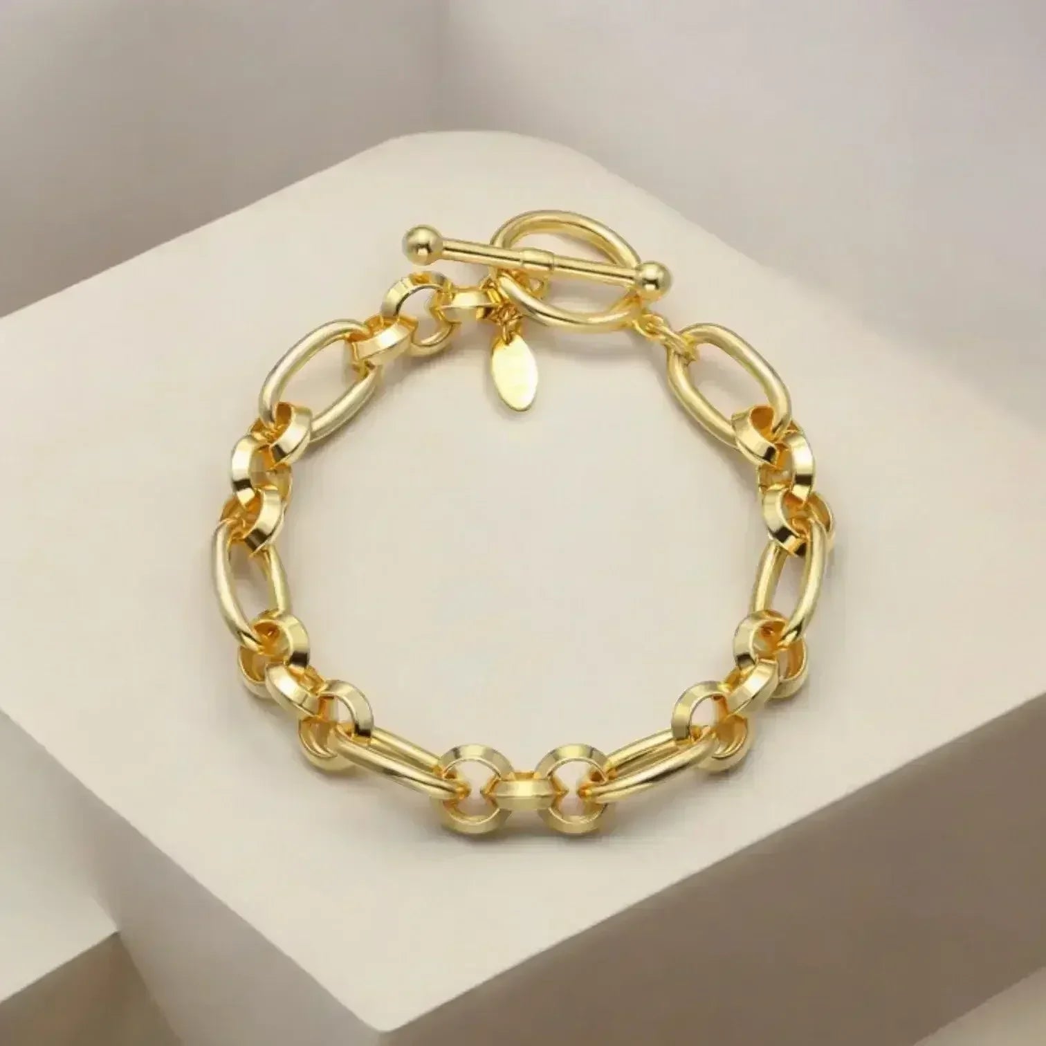 Chunky Cable Chain Link Hypoallergenic Toggle Clasp Fashion Bracelet