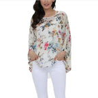 White Floral Chiffon Tunic Top - Summer Cover-Up | Femstylo - SJB-DIAMOND ELITES