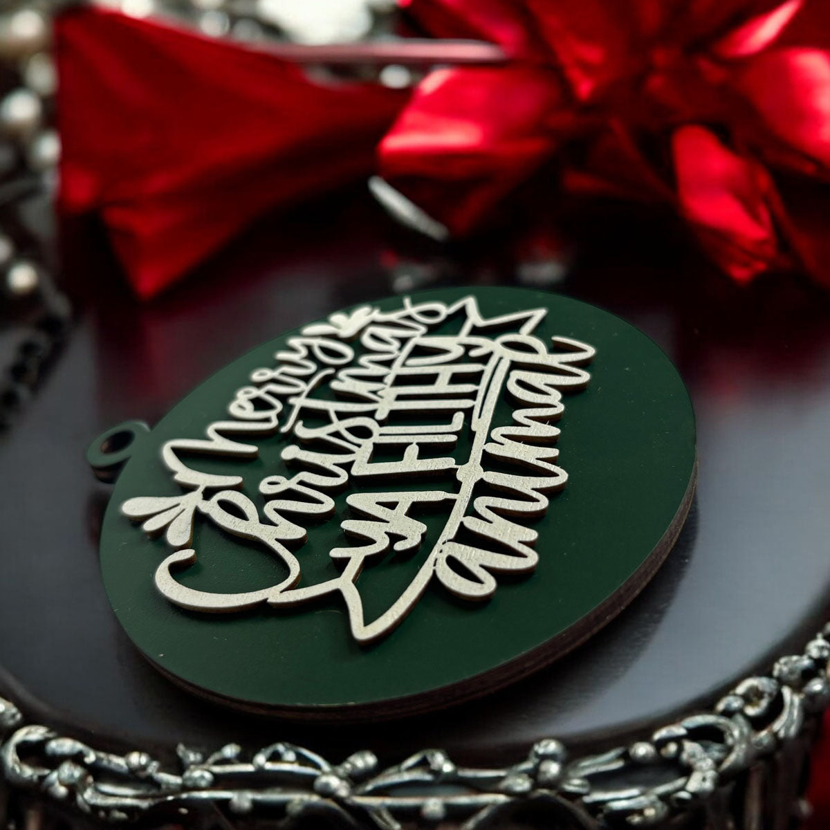 Christmas Ornament Merry Christmas Ya Filthy Animal Wooden 3D 12 Colors BandsCo Straps
