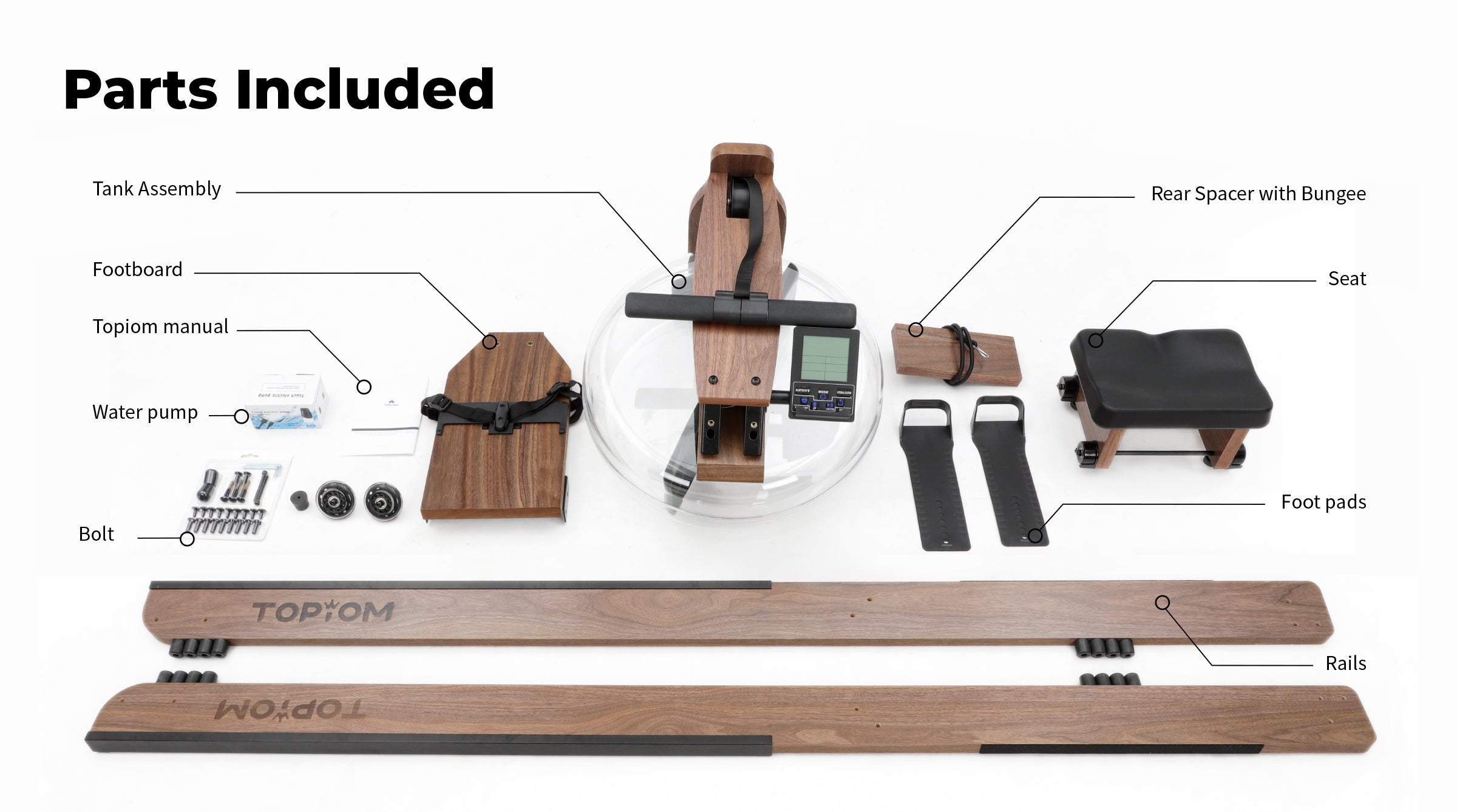 Topiom Rowing Machine for Home Use | Solid Wood | TM3 Monitor - SJB-DIAMOND ELITES