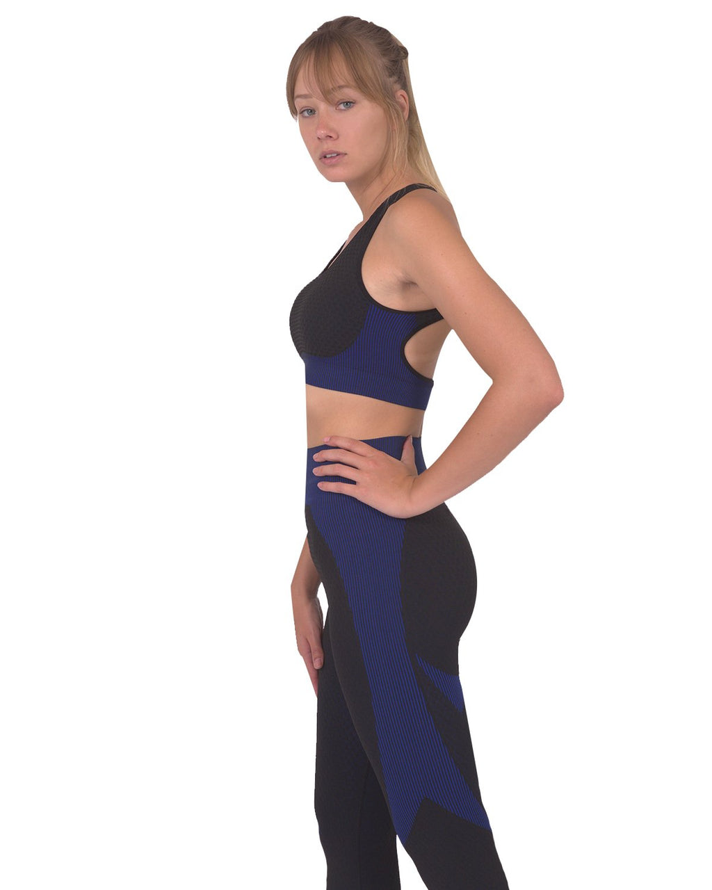 Trois Seamless Sports Bra - Black with Navy - SJB-DIAMOND ELITES