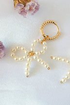 Miss Coquette Pearl Bow Earrings | Gold Plated Hypoallergenic -Femstylo