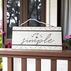 Keep It Simple Summer Sign 11x5 Wooden Beach Wall Decor Modern Coastal BandsCo Straps