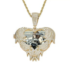LoveShell™ – Custom Clamshell Heart Photo Pendant | Iced Out Zircon