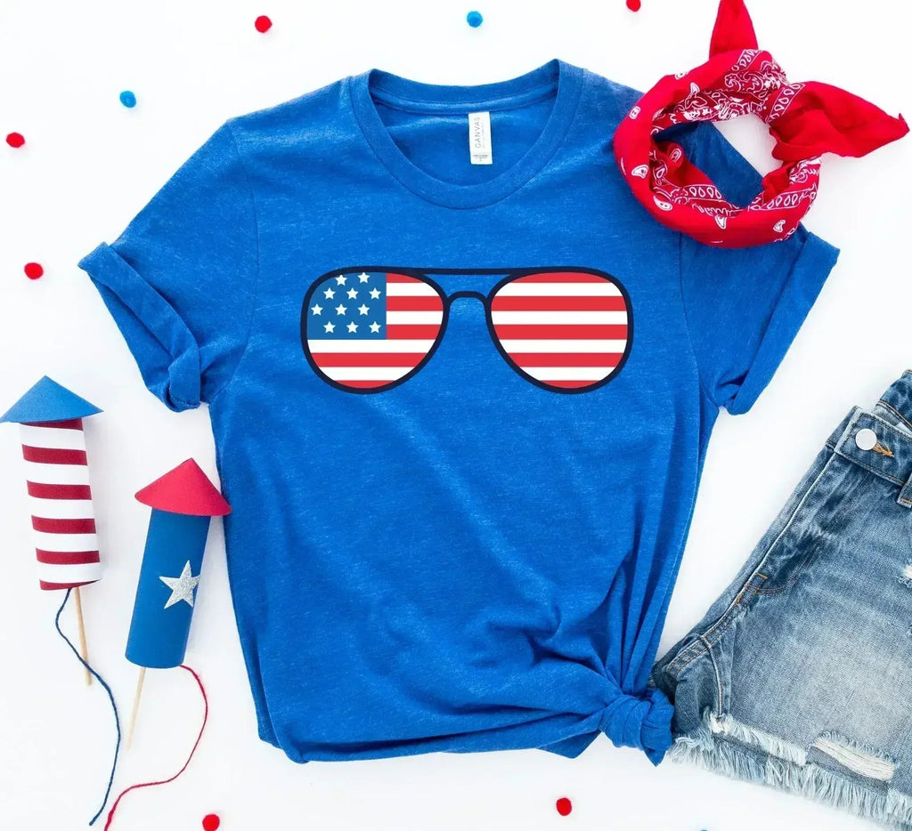 American Flag Sunglasses T-Shirt | Premium Cotton | Bella Canvas - SJB-DIAMOND ELITES