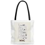 NYC Tote Bag - Medium Polyester Shopper with City Symbols