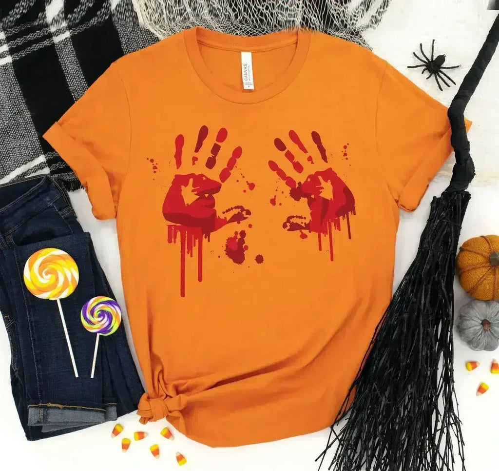 Bloody Hand Prints T-shirt | Classic Unisex Bella Canvas Tee - SJB-DIAMOND ELITES