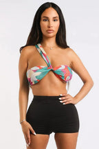 Retro Paisley Wrap Crop Top - Multiway Halter Style - SJB-DIAMOND ELITES