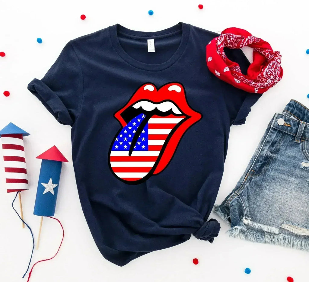 USA Lips 4th of July T-shirt - SJB-DIAMOND ELITES