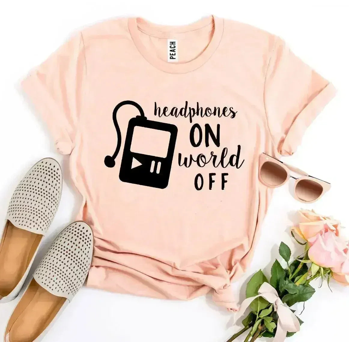 Headphones On World Off T-shirt - SJB-DIAMOND ELITES