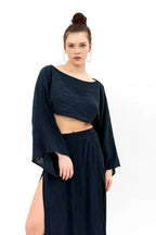 Organic Cotton Long Sleeve Crop Top - Sustainable & Handmade - SJB-DIAMOND ELITES