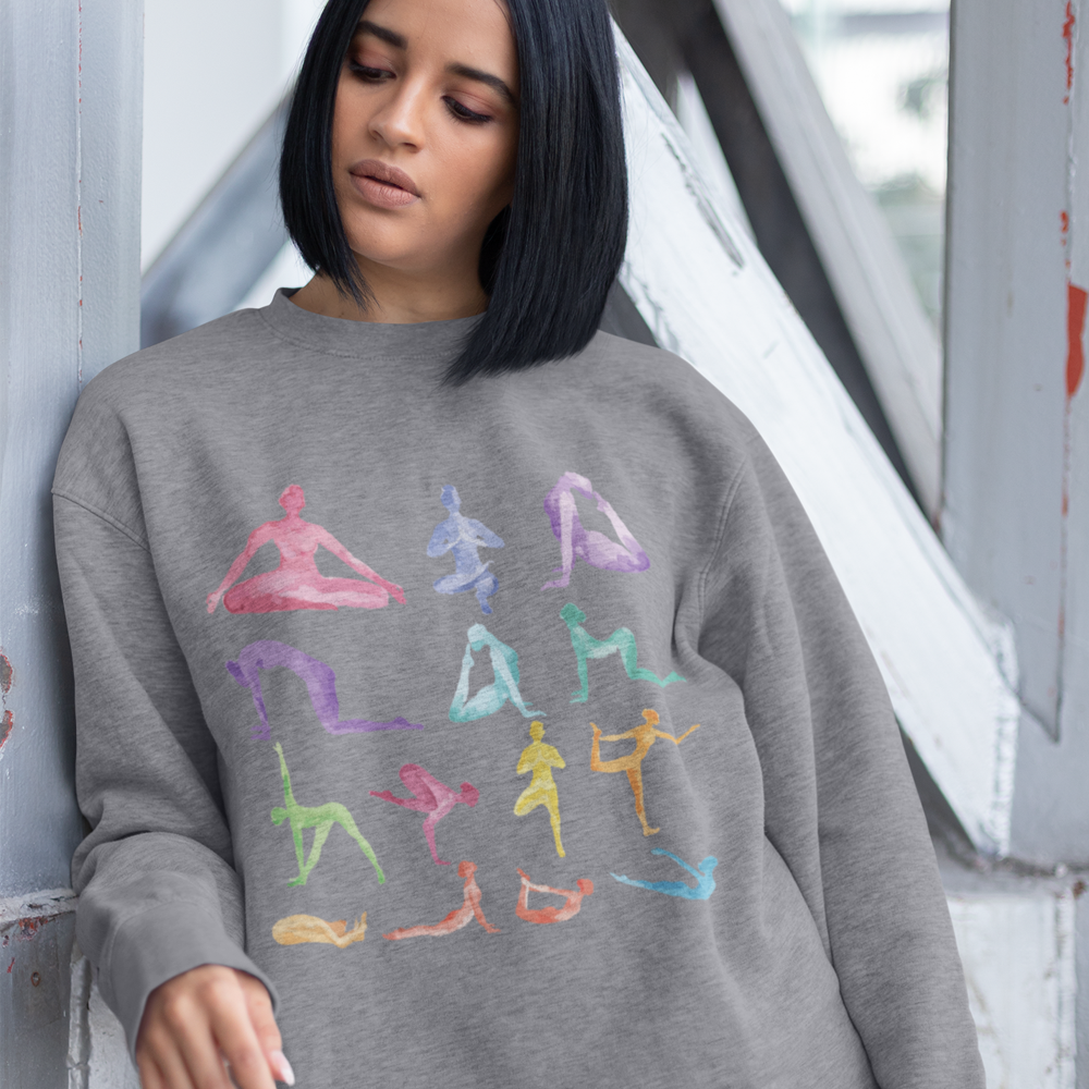 Yoga Theme Crewneck Sweatshirt THRIXINE