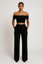 FlexiChic™ – Wide Leg Pants & Crop Top Two-Piece Set