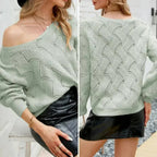 Womens V-Neck Open Knit Sweater - SJB-DIAMOND ELITES