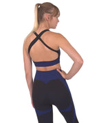 Trois Seamless Sports Bra - Black with Navy - SJB-DIAMOND ELITES